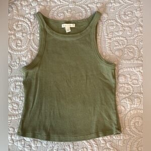Chelsea & Violet Olive Ribbed Tank - Sleeveless Stretch Knit